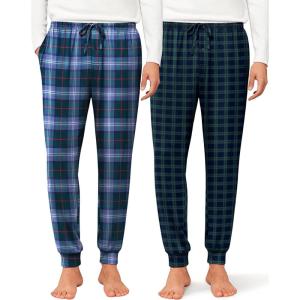 imageEkouaer Mens Pajama Pants Lightweight Loungewear Comfy Jogger Sleep Pant Long Pj Bottoms with Drawstring ampamp Pockets2 Packgreenblue Plaid