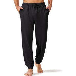 imageEkouaer Mens Pajama Pants Lightweight Loungewear Comfy Jogger Sleep Pant Long Pj Bottoms with Drawstring ampamp PocketsBlack