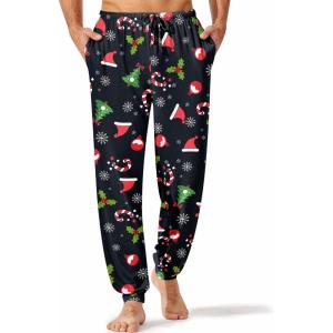 imageEkouaer Mens Pajama Pants Lightweight Loungewear Comfy Jogger Sleep Pant Long Pj Bottoms with Drawstring ampamp PocketsBlack Christmas