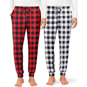 imageEkouaer Mens Pajama Pants Lightweight Loungewear Comfy Jogger Sleep Pant Long Pj Bottoms with Drawstring ampamp PocketsBlack Plaidred Plaid