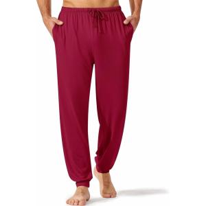 imageEkouaer Mens Pajama Pants Lightweight Loungewear Comfy Jogger Sleep Pant Long Pj Bottoms with Drawstring ampamp PocketsRed