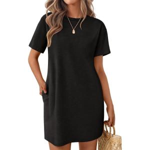 imageEkouaer Nightgowns for Women Cotton Sleep Shirts Tshirt Nightshirt Casual Sleepdress Pullover Dress with Pockets S3XLBlack
