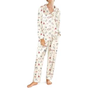 imageEkouaer Silk Satin Pajamas for Women Teddy Bear Pjs Set Button Down Long Sleeve Loungewear Cute Sleepwear SXXLParis Teddy