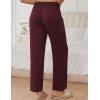 imageEkouaer Pajama Pants for Women Soft Comfy Pajama Sleep Bottoms Casual Stretch Wide Leg Lounge Pants with PocketsDark Red