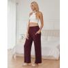 imageEkouaer Pajama Pants for Women Soft Comfy Pajama Sleep Bottoms Casual Stretch Wide Leg Lounge Pants with PocketsDark Red