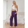 imageEkouaer Pajama Pants for Women Soft Comfy Pajama Sleep Bottoms Casual Stretch Wide Leg Lounge Pants with PocketsPurple