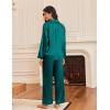 imageEkouaer Silk Satin Pajamas for Women Button Down Pjs Set Long Sleeve Loungewear 2 Piece Wide Leg SleepwearBlue Green