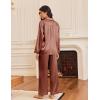 imageEkouaer Silk Satin Pajamas for Women Button Down Pjs Set Long Sleeve Loungewear 2 Piece Wide Leg SleepwearClay
