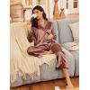 imageEkouaer Silk Satin Pajamas for Women Button Down Pjs Set Long Sleeve Loungewear 2 Piece Wide Leg SleepwearClay