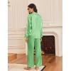 imageEkouaer Silk Satin Pajamas for Women Button Down Pjs Set Long Sleeve Loungewear 2 Piece Wide Leg SleepwearGreen White Stripe