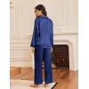 imageEkouaer Silk Satin Pajamas for Women Button Down Pjs Set Long Sleeve Loungewear 2 Piece Wide Leg SleepwearNavy Blue