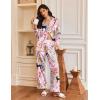 imageEkouaer Silk Satin Pajamas for Women Button Down Pjs Set Long Sleeve Loungewear 2 Piece Wide Leg SleepwearPink Tiger