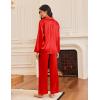 imageEkouaer Silk Satin Pajamas for Women Button Down Pjs Set Long Sleeve Loungewear 2 Piece Wide Leg SleepwearRed