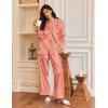 imageEkouaer Silk Satin Pajamas for Women Button Down Pjs Set Long Sleeve Loungewear 2 Piece Wide Leg SleepwearRed White Stripe