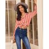 imageEkouaer Silk Satin Pajamas for Women Button Down Pjs Set Long Sleeve Loungewear 2 Piece Wide Leg SleepwearRed White Stripe