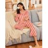 imageEkouaer Silk Satin Pajamas for Women Button Down Pjs Set Long Sleeve Loungewear 2 Piece Wide Leg SleepwearRed White Stripe