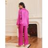 imageEkouaer Silk Satin Pajamas for Women Button Down Pjs Set Long Sleeve Loungewear 2 Piece Wide Leg SleepwearRose Red