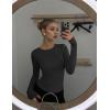 imageEkouaer Womens 3 Pack Long Sleeve Shirts Ruched Side Fitted Undershirts Round Neck Underscrubs Thermal Tops XSXXLBlackBrownWhite