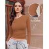 imageEkouaer Womens 3 Pack Long Sleeve Shirts Ruched Side Fitted Undershirts Round Neck Underscrubs Thermal Tops XSXXLBlackCaramelBrown