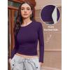 imageEkouaer Womens 3 Pack Long Sleeve Shirts Ruched Side Fitted Undershirts Round Neck Underscrubs Thermal Tops XSXXLBlackNavyPurple