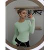imageEkouaer Womens 3 Pack Long Sleeve Shirts Ruched Side Fitted Undershirts Round Neck Underscrubs Thermal Tops XSXXLWhiteGreenLight Blue