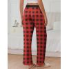 imageEkouaer Womens Pajama Pants Soft Comfy Pj Pants for Women Wide Leg Elastic Waist Sleep Bottom with PocketsBlack Red Plaid
