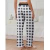 imageEkouaer Womens Pajama Pants Soft Comfy Pj Pants for Women Wide Leg Elastic Waist Sleep Bottom with PocketsBlack White Plaid