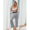 imageEkouaer Womens Pajama Pants Soft Comfy Pj Pants for Women Wide Leg Elastic Waist Sleep Bottom with PocketsBlack White Plaid