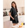 imageEkouaer Womens Satin Silk Pajamas Set 2 Piece Button Down Pjs Shorts Set Short Sleeve Sleepwear Lace Trim Loungewear SXXLBlack