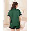 imageEkouaer Womens Satin Silk Pajamas Set 2 Piece Button Down Pjs Shorts Set Short Sleeve Sleepwear Lace Trim Loungewear SXXLBright Green
