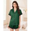 imageEkouaer Womens Satin Silk Pajamas Set 2 Piece Button Down Pjs Shorts Set Short Sleeve Sleepwear Lace Trim Loungewear SXXLBright Green