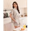 imageEkouaer Womens Satin Silk Pajamas Set 2 Piece Button Down Pjs Shorts Set Short Sleeve Sleepwear Lace Trim Loungewear SXXLChampagne