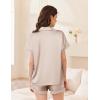 imageEkouaer Womens Satin Silk Pajamas Set 2 Piece Button Down Pjs Shorts Set Short Sleeve Sleepwear Lace Trim Loungewear SXXLChampagne
