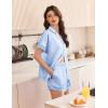 imageEkouaer Womens Satin Silk Pajamas Set 2 Piece Button Down Pjs Shorts Set Short Sleeve Sleepwear Lace Trim Loungewear SXXLLight Blue