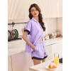 imageEkouaer Womens Satin Silk Pajamas Set 2 Piece Button Down Pjs Shorts Set Short Sleeve Sleepwear Lace Trim Loungewear SXXLLight Purple