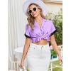imageEkouaer Womens Satin Silk Pajamas Set 2 Piece Button Down Pjs Shorts Set Short Sleeve Sleepwear Lace Trim Loungewear SXXLLight Purple