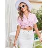 imageEkouaer Womens Satin Silk Pajamas Set 2 Piece Button Down Pjs Shorts Set Short Sleeve Sleepwear Lace Trim Loungewear SXXLPink
