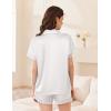 imageEkouaer Womens Satin Silk Pajamas Set 2 Piece Button Down Pjs Shorts Set Short Sleeve Sleepwear Lace Trim Loungewear SXXLWhite