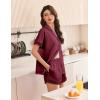 imageEkouaer Womens Satin Silk Pajamas Set 2 Piece Button Down Pjs Shorts Set Short Sleeve Sleepwear Lace Trim Loungewear SXXLWine Red