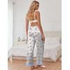 imageEkouaer Womens Silk Satin Pajama Pants Casual Comfy Sleep Pants Pocketed Elastic Waist Wide Leg Pj Bottoms with Lace TrimBlue Striped Teddy