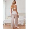 imageEkouaer Womens Silk Satin Pajama Pants Casual Comfy Sleep Pants Pocketed Elastic Waist Wide Leg Pj Bottoms with Lace TrimChampagne