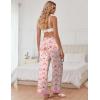 imageEkouaer Womens Silk Satin Pajama Pants Casual Comfy Sleep Pants Pocketed Elastic Waist Wide Leg Pj Bottoms with Lace TrimRed Striped Teddy