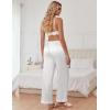 imageEkouaer Womens Silk Satin Pajama Pants Casual Comfy Sleep Pants Pocketed Elastic Waist Wide Leg Pj Bottoms with Lace TrimWhite