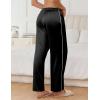 imageEkouaer Womens Silk Satin Pajama Pants Soft Comfy Loose Pj Pants Drawstring Elastic Waist Wide Leg Lounge Bottom with PocketsBlack