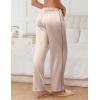 imageEkouaer Womens Silk Satin Pajama Pants Soft Comfy Loose Pj Pants Drawstring Elastic Waist Wide Leg Lounge Bottom with PocketsChampagne