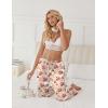 imageEkouaer Womens Silk Satin Pajama Pants Soft Comfy Loose Pj Pants Drawstring Elastic Waist Wide Leg Lounge Bottom with PocketsKhaki Cherry Teddy
