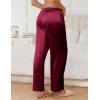 imageEkouaer Womens Silk Satin Pajama Pants Soft Comfy Loose Pj Pants Drawstring Elastic Waist Wide Leg Lounge Bottom with PocketsWine Red