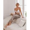 imageEkouaer Womens Silk Satin Wide Leg Pajama Sleep Pants Casual Loose Soft Lounge Pants Elastic Waist Pj Bottoms with PocketsLeopard Brown