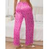 imageEkouaer Womens Silk Satin Wide Leg Pajama Sleep Pants Casual Loose Soft Lounge Pants Elastic Waist Pj Bottoms with PocketsLeopard Hot Pink