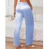 imageEkouaer Womens Silk Satin Wide Leg Pajama Sleep Pants Casual Loose Soft Lounge Pants Elastic Waist Pj Bottoms with PocketsLight Blue